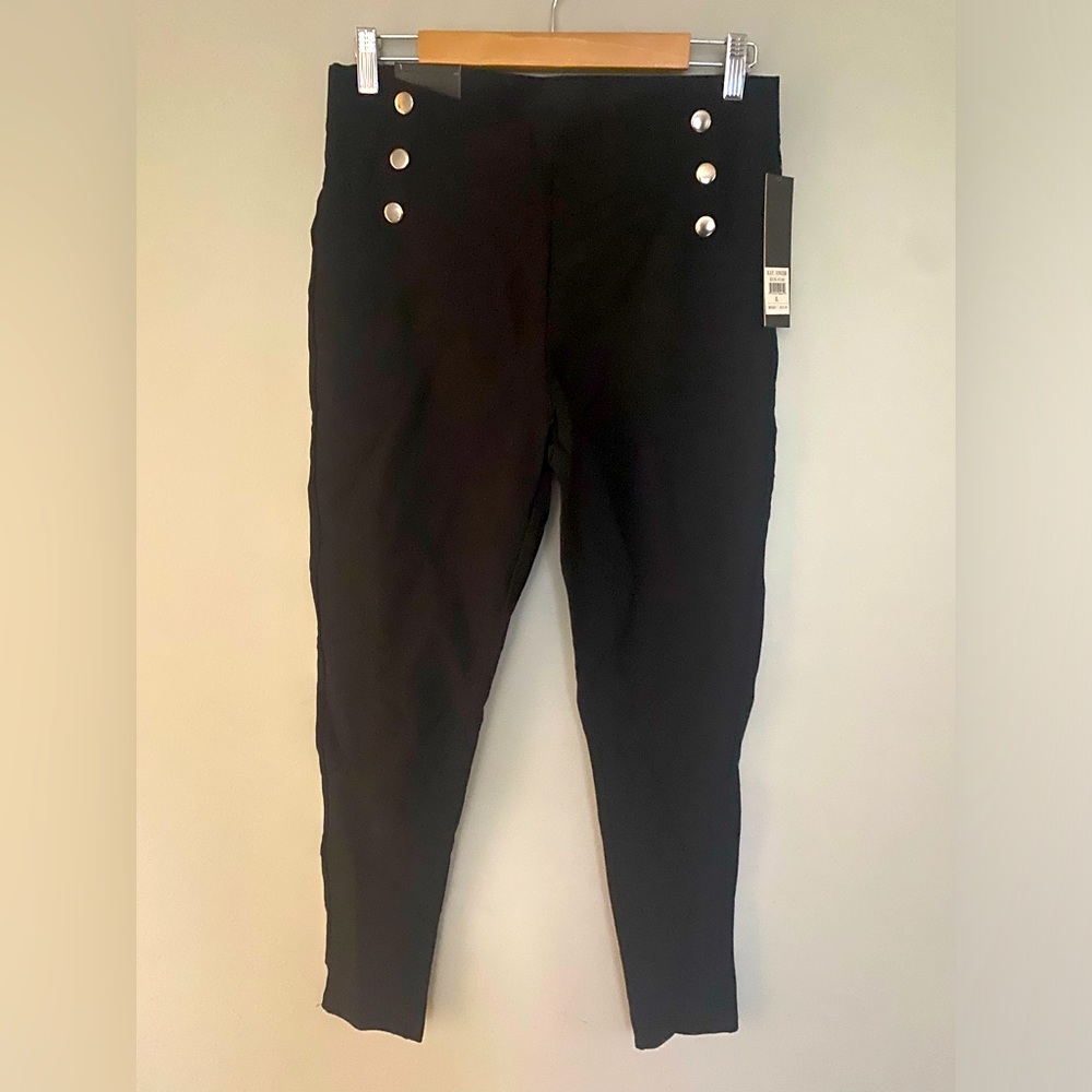 Button front ponte dress pants